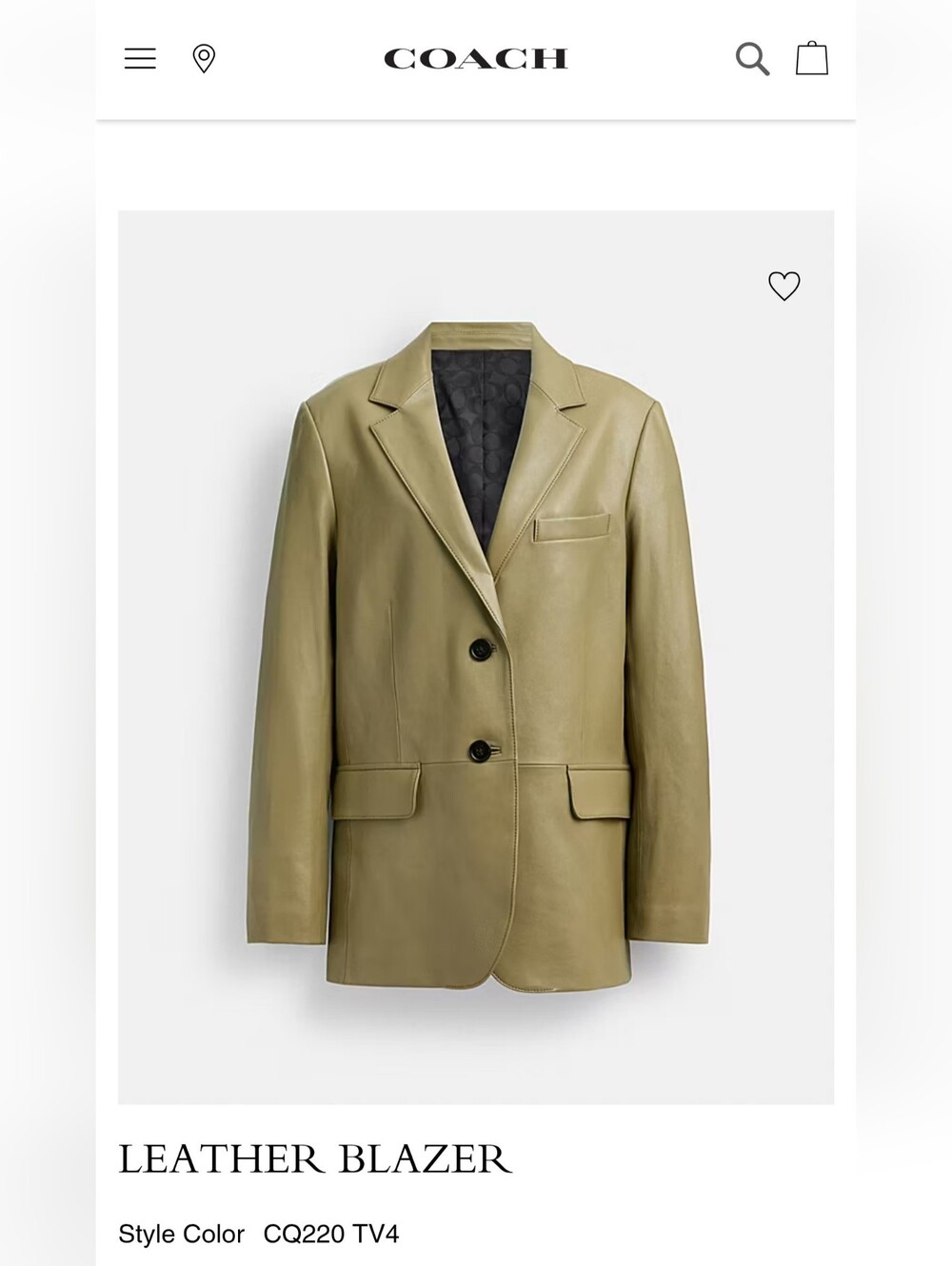 Coach Green Lambskin Leather Blazer Oversized Jacket Small New With Tags CQ220 - Picture 2 of 15